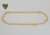 (1-0061) Laminado de oro - Tobillera con eslabones de trigo de 2,5 mm - 10" - BGF