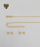 (1-6089) Gold Laminate - Box Link Zircon Heart Set - BGF