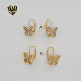 (1-1187-2) Laminado de Oro - Aretes Mariposa con Zircones - BGO