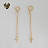 (1-1239-4) Gold Laminate - Cross Long Earrings - BGF