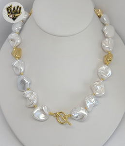 (MSET-35) Chapado en oro - Collar de perlas de Mallorca de 16 mm - 18"