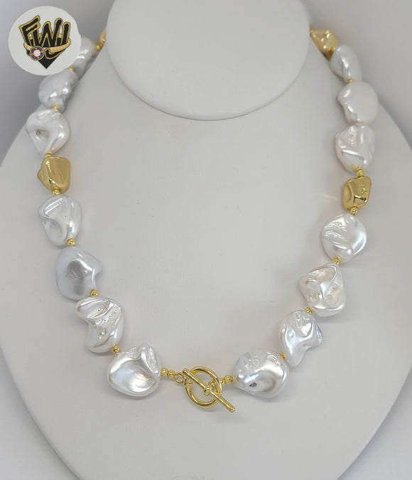 (MSET-35) Gold Plated - 16mm Mallorca Pearls Necklace-