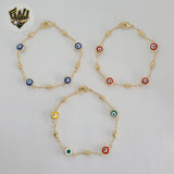 (1-0711-2) Laminado de oro - Pulsera Evil Eye de 7 mm - 7" - BGO
