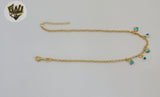 (1-0248) Gold Laminate - 2.5mm Link Charms Anklet - 9.5" - BGF