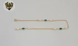 (1-0248) Laminado de oro - Tobillera con piedras y eslabones curvos de 1,5 mm - 10" - BGO