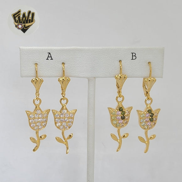 (1-1206) Gold Laminate - Flower Earrings - BGO