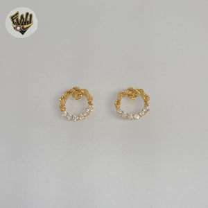 (1-1218-8) Gold Laminate - Stud Zircon Earrings - BGF