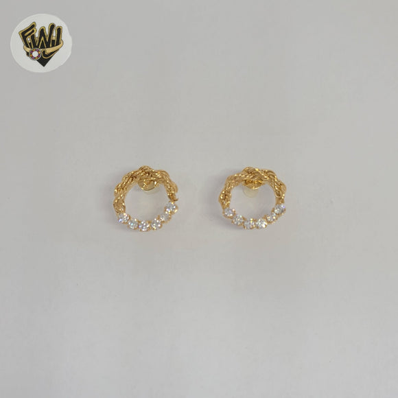 (1-1218-8) Gold Laminate - Stud Zircon Earrings - BGF