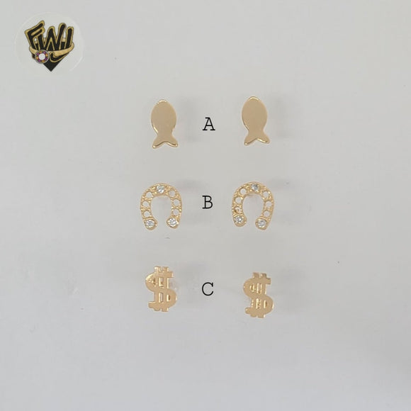 (1-1108) Gold Laminate - Small Stud Earrings - BGF