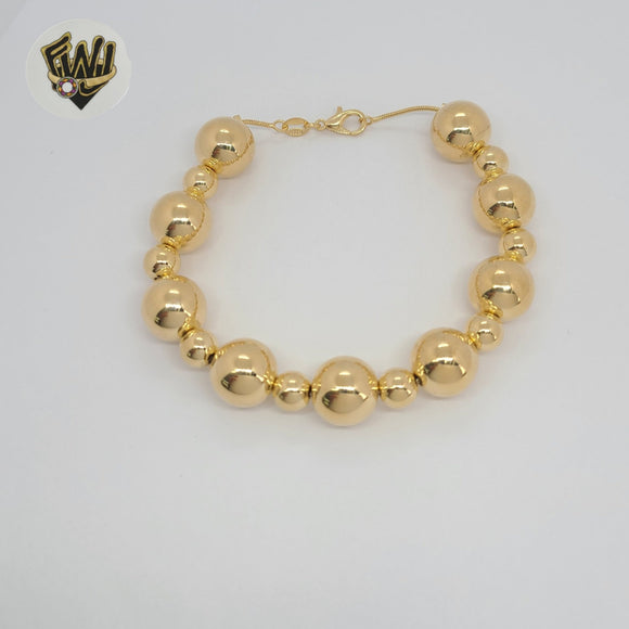 (MBRA-25) Gold Laminate - 13mm Beads Bracelet 8.5