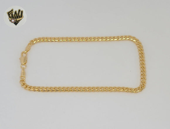 (1-0012-1) Gold Laminate - 4mm Curb Link Anklet - 10