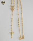 (1-3360) Gold Laminate - 2.5mm Our Lady of Charity Rosary Necklace - 16" - BGF.