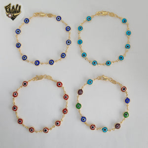 (1-0680) Gold Laminate - 7mm Evil Eye Bracelet - 7.5" - BGF