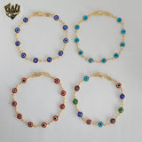 (1-0680) Laminado de oro - Pulsera Evil Eye de 7 mm - 7,5" - BGF