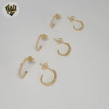 (1-2933-3) Laminado de oro - Aros de medio borde con circonita - BGF