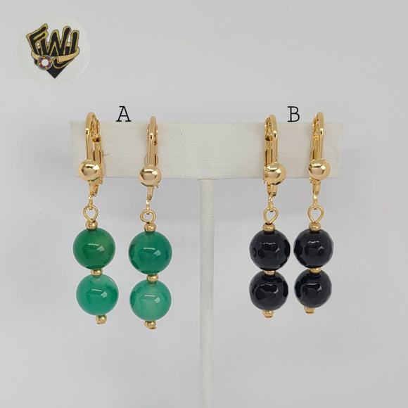 (1-1189) Gold Laminate - Bead Earrings - BGF