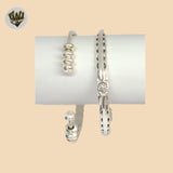 (2-0665) 925 Sterling Silver - 6.5mm Open Carved Bangle - 2.5"