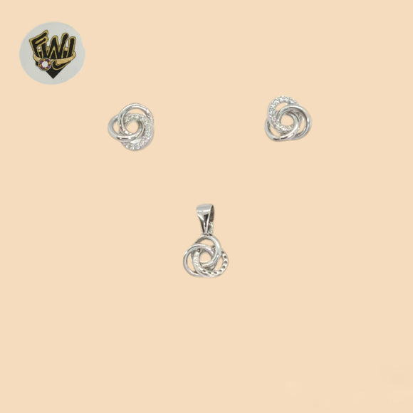 (2-6370) 925 Sterling Silver - Knots Zircon Set.