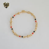 (1-0996) Gold Laminate - 2.5mm Azabache Kids Bracelet - 6" - BGF