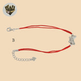 (2-0324) 925 Sterling Silver - 2mm Red String Bracelet.