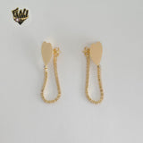 (1-1241-5) Gold Laminate - Heart Long Earrings - BGF
