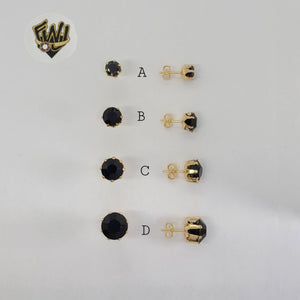 (1-1082) Gold Laminate - Zircon Stud Earrings - BGF