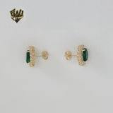 (1-1212) Gold Laminate - Zircon Stud Earrings - BGO