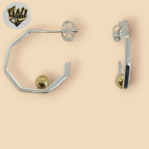 (2-4098) 925 Sterling Silver - Two Tones Half Hoops.