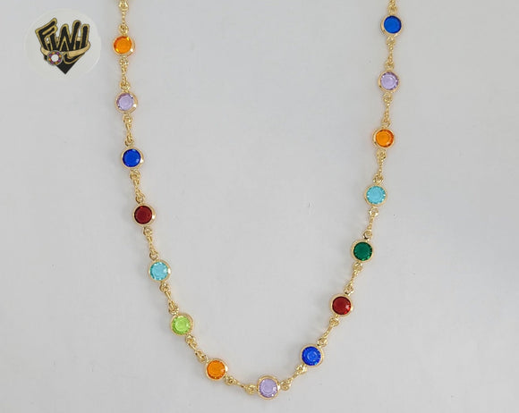 (1-1609) Gold Laminate - 5mm Multicolor Circles Link Chain - BGF