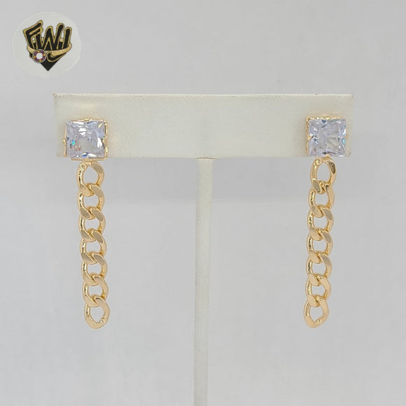 (1-1245-8) Gold Laminate - CZ Long Earrings - BGF