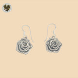 (2-3283) 925 Sterling Silver - Flower Dangle Earrings.