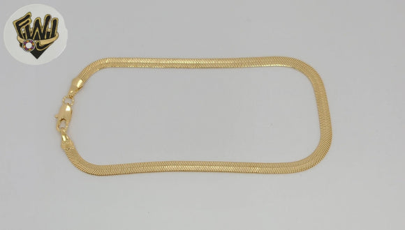 (1-0213) Gold Laminate - 4mm Herringbone Link Anklet - 10