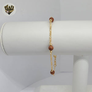 (1-3901-C) Gold Laminate - 6mm Venturina Beads Bracelet - 7.5" - BGF