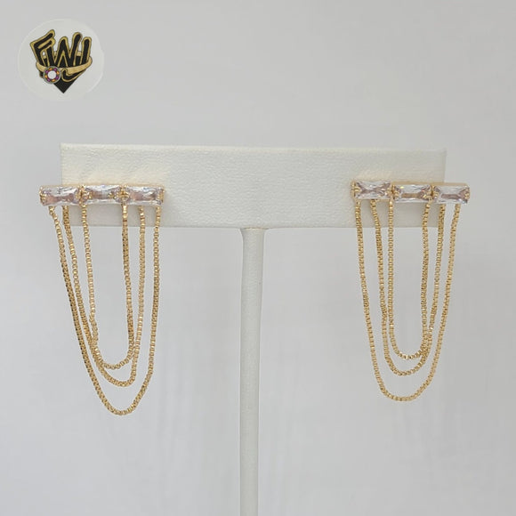 (1-1241-6) Gold Laminate - Dangle Chains and Zircon Earrings - BGF