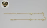 (1-0255) Gold Laminate - 2mm Rolo Link Hearts Anklet - 10" - BGF