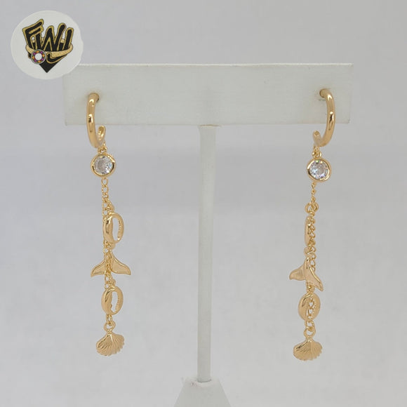 (1-1212-4) Gold Laminate - Beach Charms Long Earrings - BGF