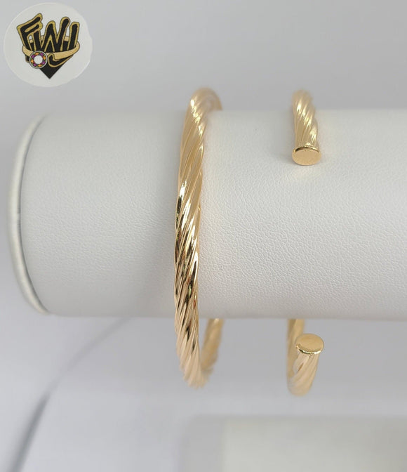 (1-4075) Gold Laminate - 4mm Twisted Open Bangles - BGF