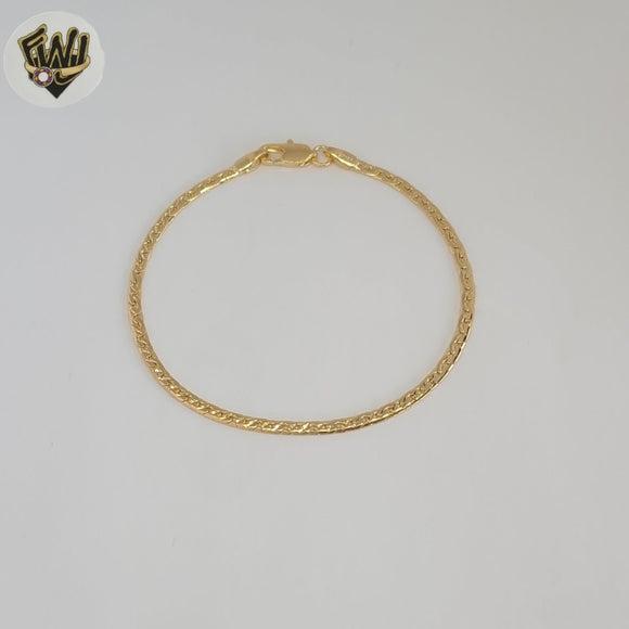 (1-0403) Laminado de oro - Brazalete de eslabones curvos de 4 mm - BGF