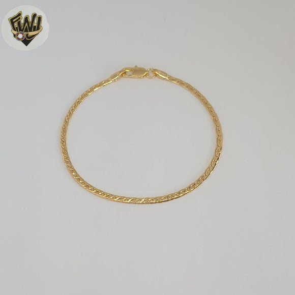 (1-0427)Gold Laminate - 2.5mm Flat Curb Link Bracelet - BGF