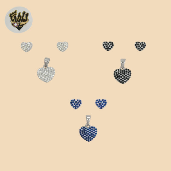 (2-6326) 925 Sterling Silver - Heart Zircon Set.