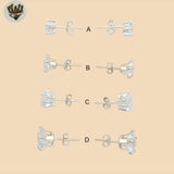 (2-3031) 925 Sterling Silver - Zircon Stud Earrings.