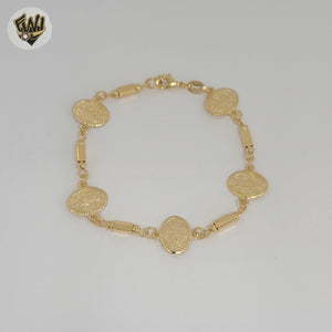 (1-0882) Gold Laminate - 13mm Saint Benedict Bracelet - 7.5" - BGF