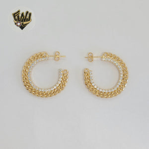 (1-2933-3) Gold Laminate - Zircon Half Curb Hoops - BGF