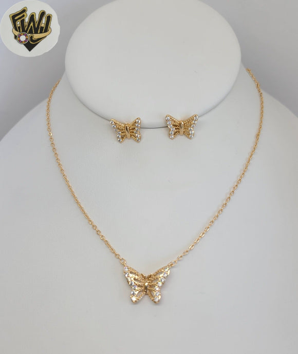 (1-6394-A) Gold Laminate - Zircon Butterfly Set - BGO