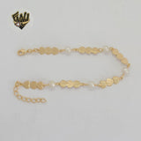 (1-0768) Gold Laminate - 5mm Heart and Pearls Link Bracelet - 6.5" - BGF