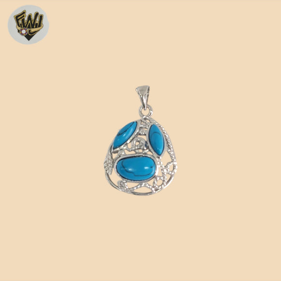 (2-1615) 925 Sterling Silver - Stone Pendant.