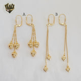 (1-1236-3) Gold Laminate - Heart Long Earrings - BGF