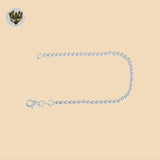(2-0421) Plata de ley 925 - Pulsera de eslabones de bolas de 4 mm.