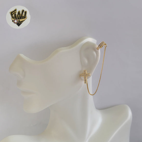 (1-1222-2) Gold Laminate - Cross Cuff Earrings - BGF
