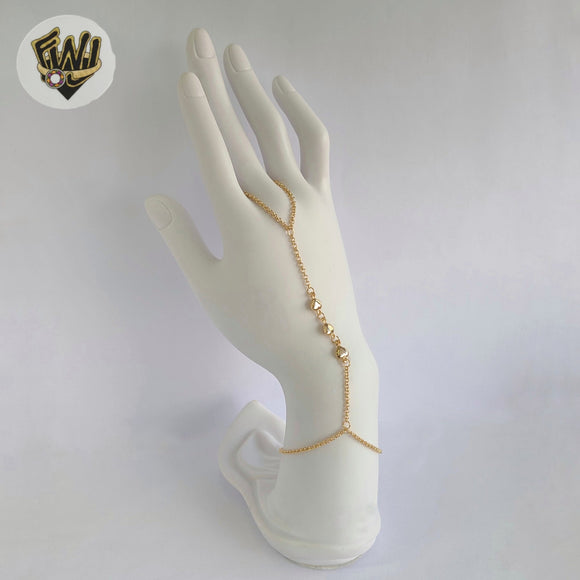(1-0569) Gold Laminate - 2mm Hand Harness Heart Bracelet - 7